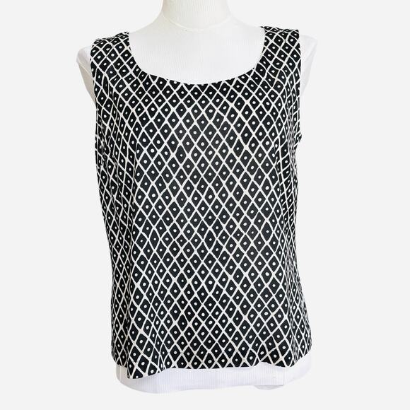 St John Knits Silk Chiffon Shell Top Tank Sz Medium Black Semi Sheer - Picture 1 of 10